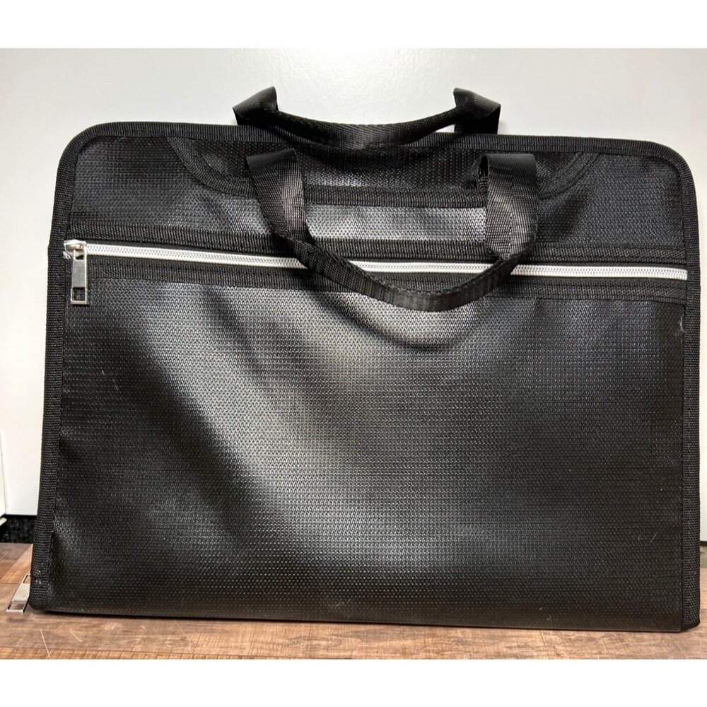 Professional Black Expandable Document Organizer With Zipper Closure